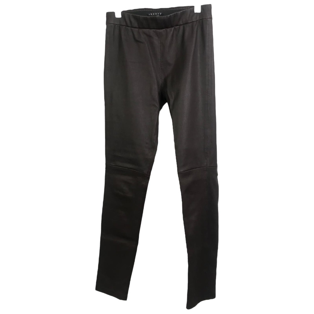 Theory‎ Women's Leggings Brown Lamb Leather Pull On Skinny Pants Sz 4 NWOT $597